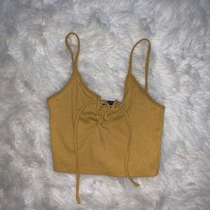 💛 MUSTARD LACE UP CROP TOP 💛